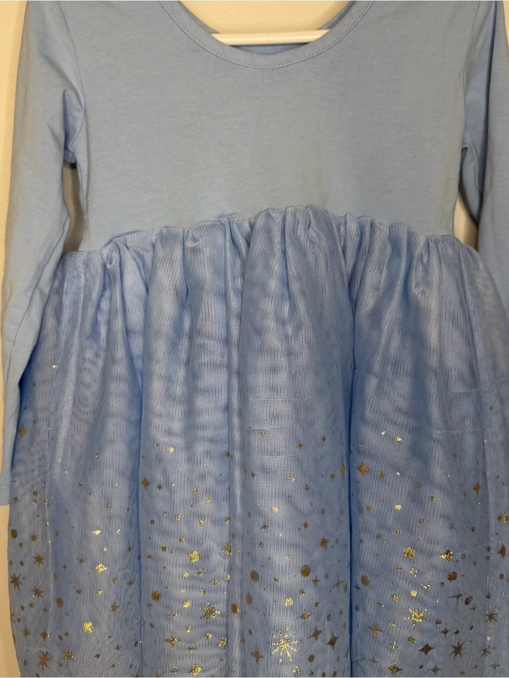 Hanna Andersson Girls Blue Star Tulle Long Sleeve Princess Dress Size 4 100 cm